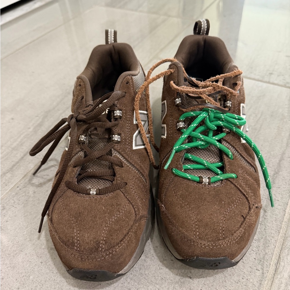 New Balance Brown Sneakers with Green and Brown Laces